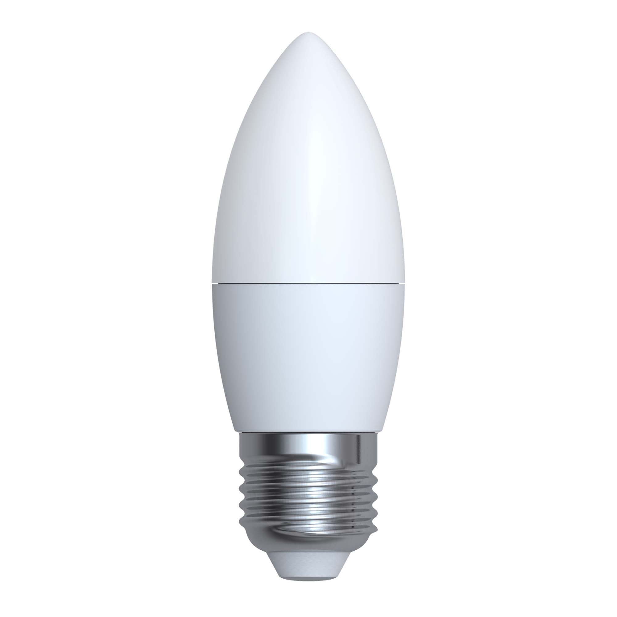 LED-C37-7W-WW-E27-FR-NR Лампа светодиодная. Форма свеча. матовая. Серия Norma. Теплый белый свет 3000K. Картон. ТМ Volpe
