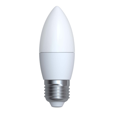 LED-C37-7W-WW-E27-FR-NR Лампа светодиодная. Форма свеча. матовая. Серия Norma. Теплый белый свет 3000K. Картон. ТМ Volpe